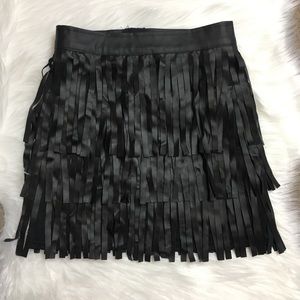 Fringe leather skirt
